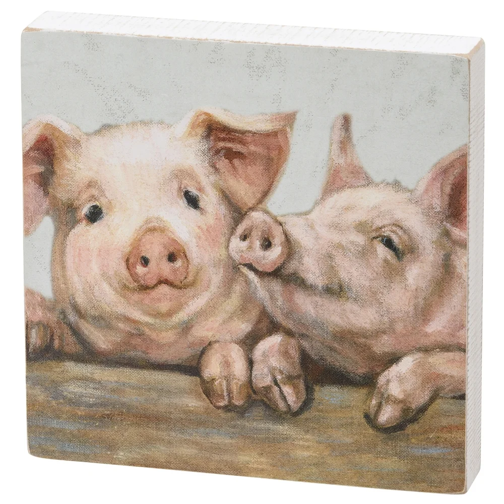 Farm Animals Box Sign Shelf Sitter Set Cow Sheep Pig Lamb Urban Farmhouse Decor